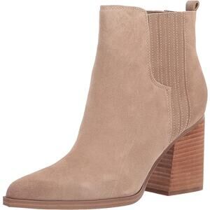 Marc Fisher Mloshay Leather Ankle Pull On Western Booties Boots Suede Tan 9